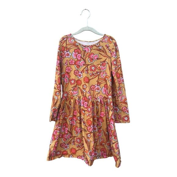 Garnet Hill Orange and Pink Long Sleeve Olivia Sundress green cotton size medium - Picture 4 of 6